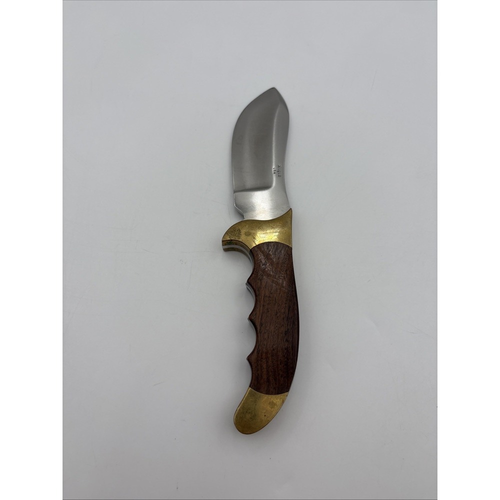 Vintage Rigid USA R7 Skinner Fixed Blade Knife Wood Brass Rare R-7 Hunting Knife